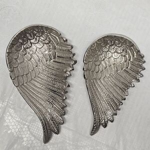 NATE BERKUS Angel Wing Feather Silver Tone Metal Home Decor Bowl Trinket Dishes